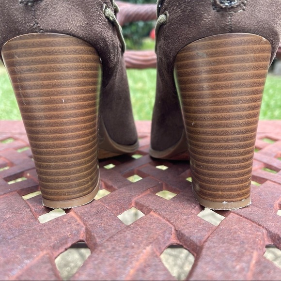 💋BAMBOO Vegan Suede Zip Back Open Toe Ankle Heeled Booties - Picture 8 of 14